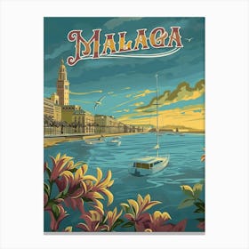 Malaga in Retro Charm - Vintage Travel Poster Canvas Print