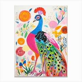 Colourful Bird Painting Peacock 2 Canvas Print