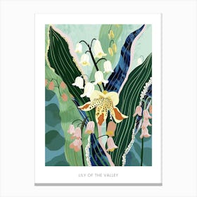 Colourful Flower Illustration Poster Lily Of The Valley 2 Canvas Print