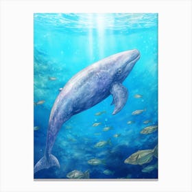 Whale In Ocean Realistic Watercolour 1 Canvas Print