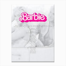 Barbie Script Screenplay Canvas Print