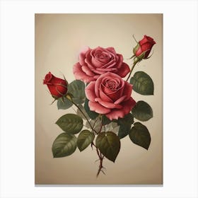 Englands Three Roses Vintage Canvas Print