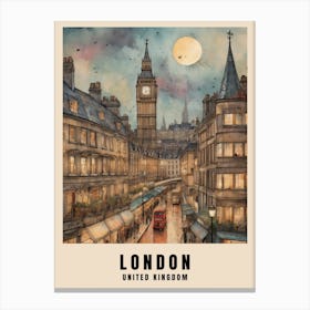 London Travel Poster Vintage United Kingdom Painting (8) Canvas Print