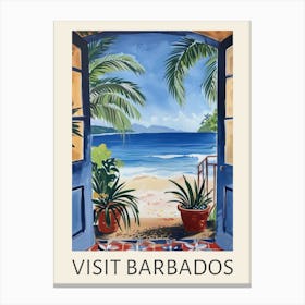 Visit Barbados Travel Poster Canvas Print