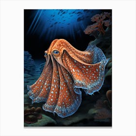 Blanket Octopus Detailed Illustration 14 Canvas Print