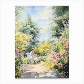 Monets Garden Usa Watercolour 4 Canvas Print