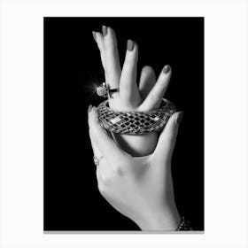 Black And White Woman'S Hands 1 Canvas Print