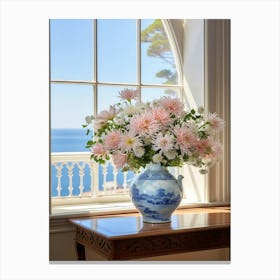Chrysanthemum Elegance: Vase Wall Art Print Canvas Print