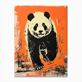 Panda, Woodblock Animal  Drawing 4 Canvas Print