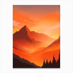 Misty Mountains Vertical Composition In Orange Tone 286 Canvas Print