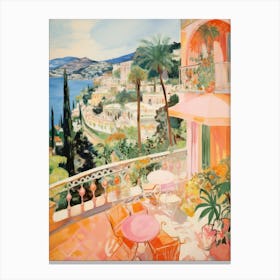 Taormina, Sicily   Italy Beach Club Lido Watercolour 4 Canvas Print