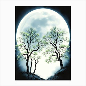 Full Moon With Trees Canvas Print