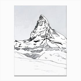 Matterhorn Switzerland Italy Line Drawing 3 Canvas Print