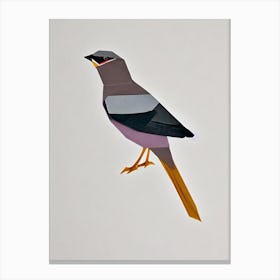 Cedar Waxwing Origami Bird Canvas Print