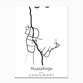 Huazalingo,Mexico Minimalist Map Canvas Print