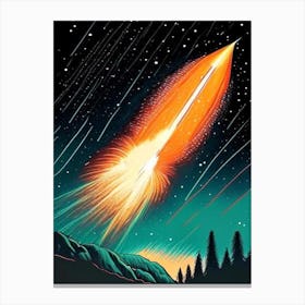 Meteor Shower Vintage Sketch Space Canvas Print