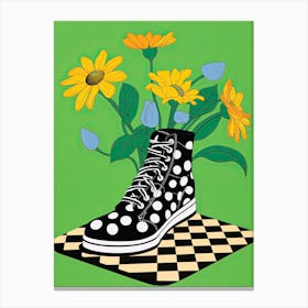 Step into Spring: Floral Shoes and Sneaker Art Canvas Print