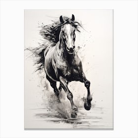 A Horse Painting In The Style Of Monochrome Painting 3 Canvas Print