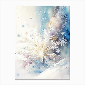 Falling, Snowflakes, Storybook Watercolours 3 Canvas Print