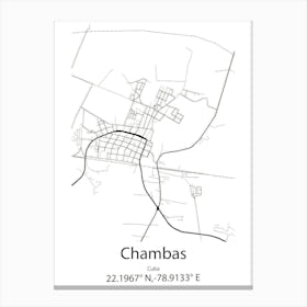 Chambas,Cuba Minimalist Map Canvas Print