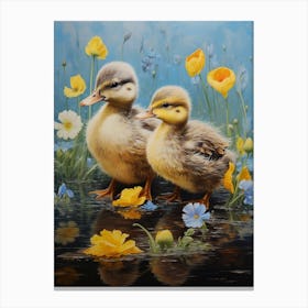 Floral Ornamental Duckling Painting 8 Canvas Print