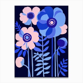 Blue Flower Illustration Anemone 2 Canvas Print