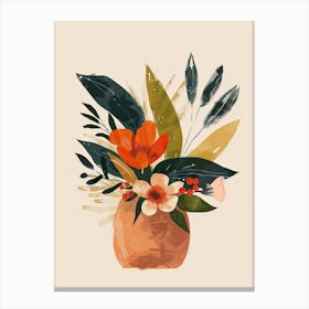 Floral Arrangement In A Vase, Boho, Minimalism Canvas Print