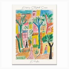 Poster Of Dhaka, Dreamy Storybook Illustration 1 Canvas Print