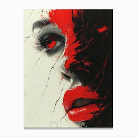 Cracked Realities: Red Ink Rendition Inspired by Chevrier and Gillen: Dead Woman' Canvas Print