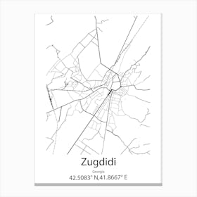 Zugdidi,Georgia Minimalist Map Canvas Print