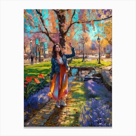 Girl In A Park Canvas Print