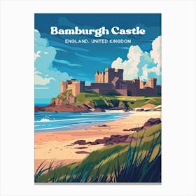 Bamburgh Castle England Historical Travel Art Illustration Canvas Print