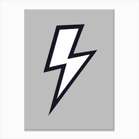 Black and White Lightning Bolt on Grey Canvas Print