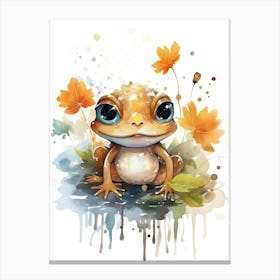 A Frog  Watercolour In Autumn Colours 0 Canvas Print