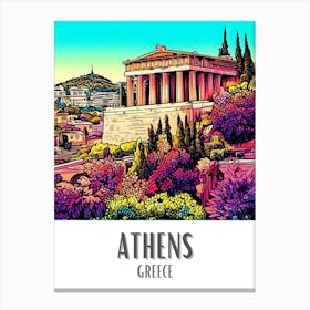 Athens Colorful Cityscape 1 Canvas Print