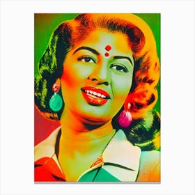 Lata Mangeshkar Colourful Pop Art Canvas Print