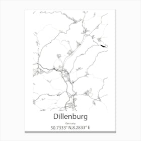 Dillenburg,Germany Minimalist Map Canvas Print