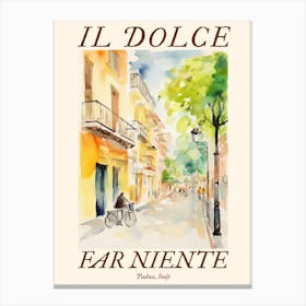 Il Dolce Far Niente Padua, Italy Watercolour Streets 4 Poster Canvas Print