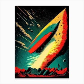 Asteroid Impact Vintage Sketch Space Canvas Print