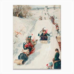 Vintage Winter Sledding Canvas Print