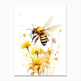A Bee Watercolour In Autumn Colours 1 Canvas Print