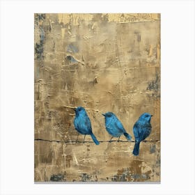 Blue Birds On A Wire 2 Canvas Print