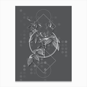 Vintage Fragrant Rosebush Botanical with Line Motif and Dot Pattern in Ghost Gray n.0215 Canvas Print