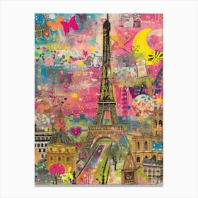 Paris   Retro Collage Style 1 Canvas Print