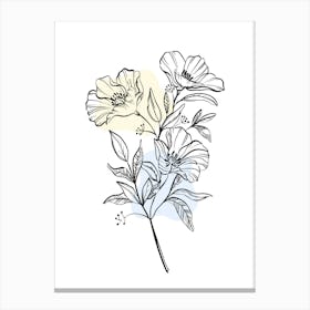 Flower Bouquet hand drawing minimalist line art Canvas Print