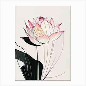 American Lotus Abstract Line Drawing 2 Canvas Print