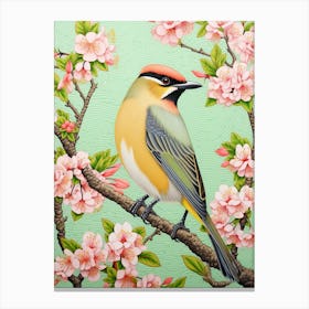 Ohara Koson Inspired Bird Painting Cedar Waxwing 3 Canvas Print