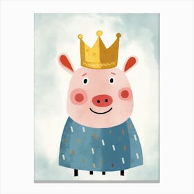 Little Pig 1 Wearing A Crown Canvas Print