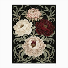 Peonies William Morris Style 14 Canvas Print