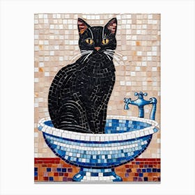 Black Cat In A Bowl 1 Canvas Print